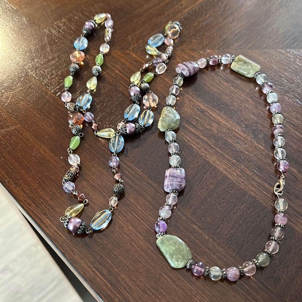 Two colorful beaded necklaces